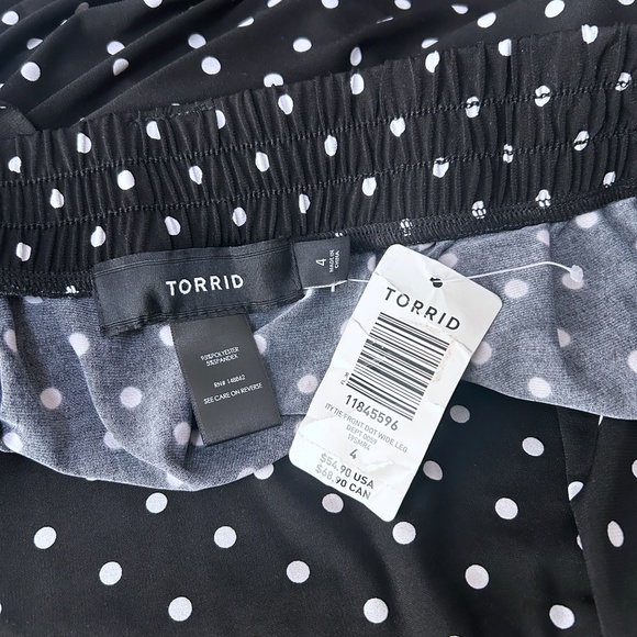 Torrid ITY Tie Front Dot Wide Leg Pants Polk-a-dot Stretch Wide Leg Sz 4/4X - Picture 6 of 11